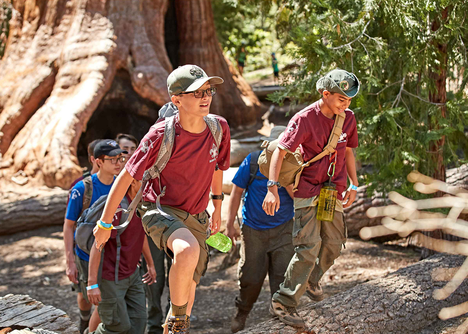 Troop 447 Scouts hiking together outdoors